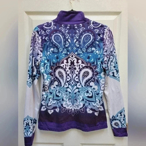 Athleta Women's Paisley Purple Quarter Zip Track/Activewear Jacket Size Med - Picture 2 of 3